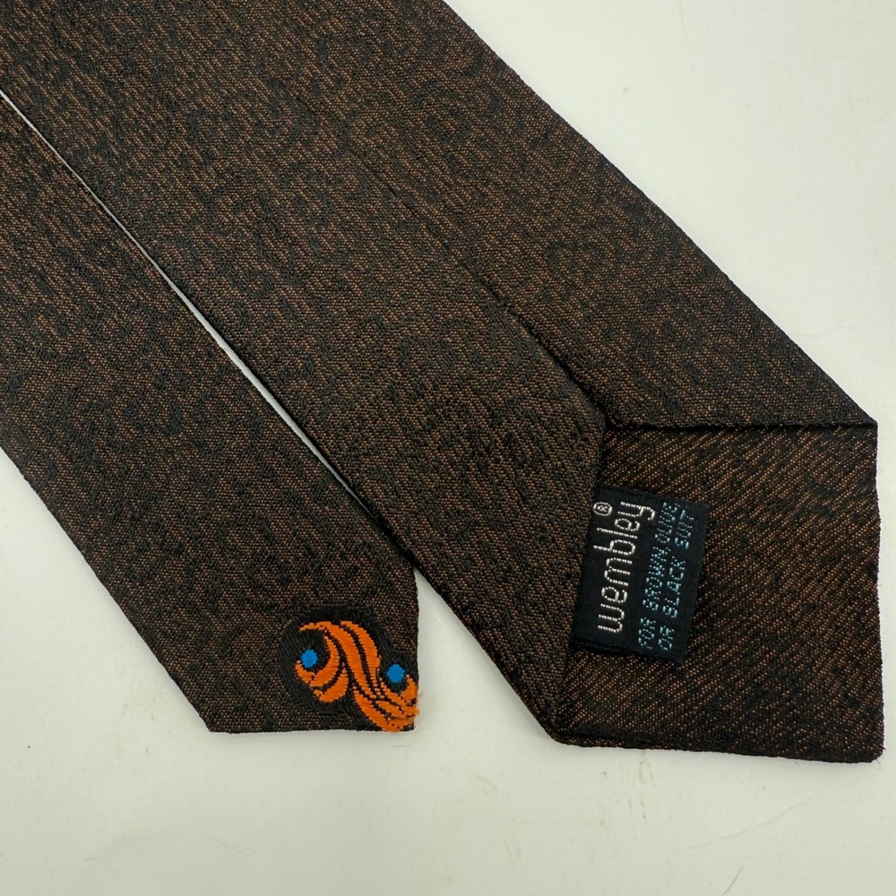 Wembley Vintage Mens Tie‎ Brown Woven Textured Formal Necktie Business Casual
